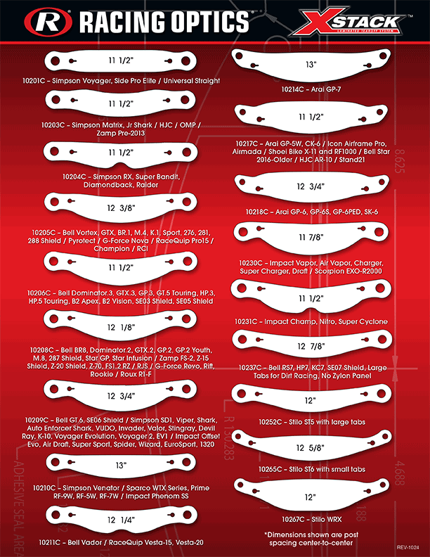 Racing Optics XStack 10 Tearoffs - Simpson Voyager, HJC, Side Pro Elite