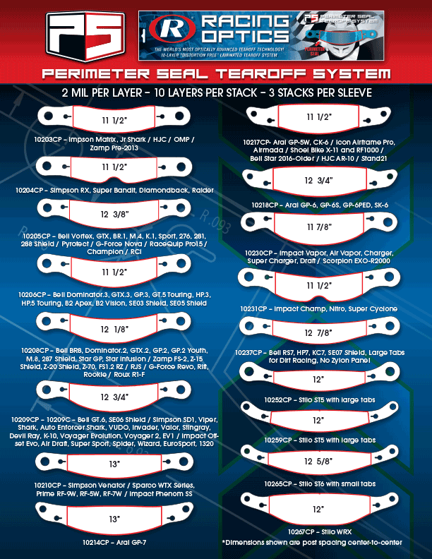 Tear-Offs - G-Force, Pyrotect, RCI and Zamp RZ-2 Tear-Offs - G-Force, Pyrotect, RCI and Zamp RZ-2