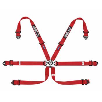 Sparco - Sparco 6 pt  2"X2" Cam Lock Pull Down Racing Harness  Red - Image 1